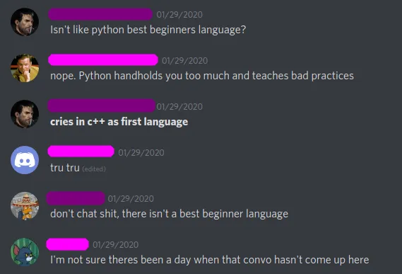 discussion about good beginner languages
