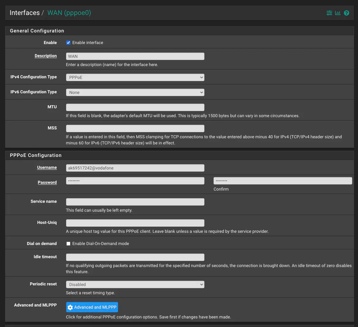VLAN configuration in pfSense